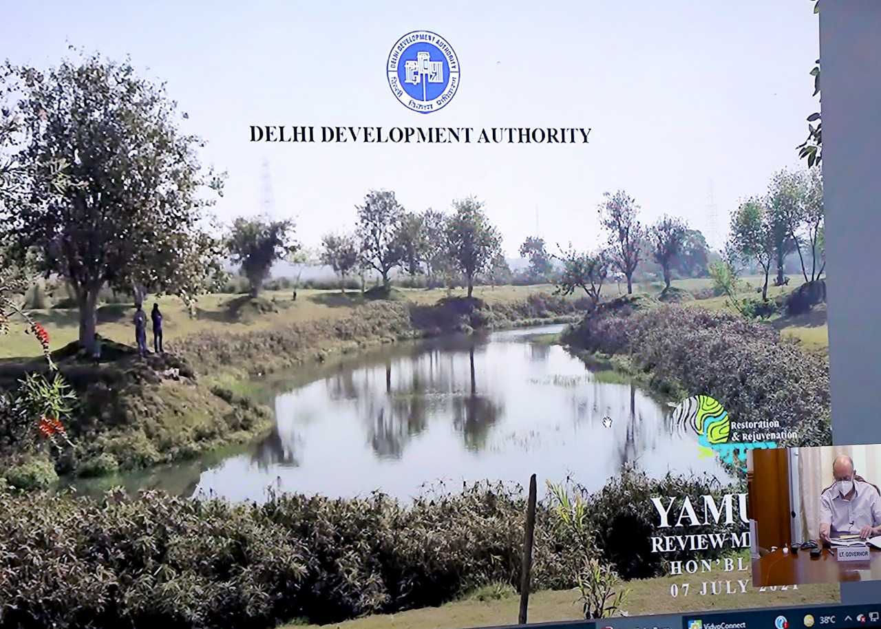 Hon’ble Lt. Governor Reviewed The Progress Of Works Of The Restoration And Rejuvenation Of Yamuna Riverfront Today With…
