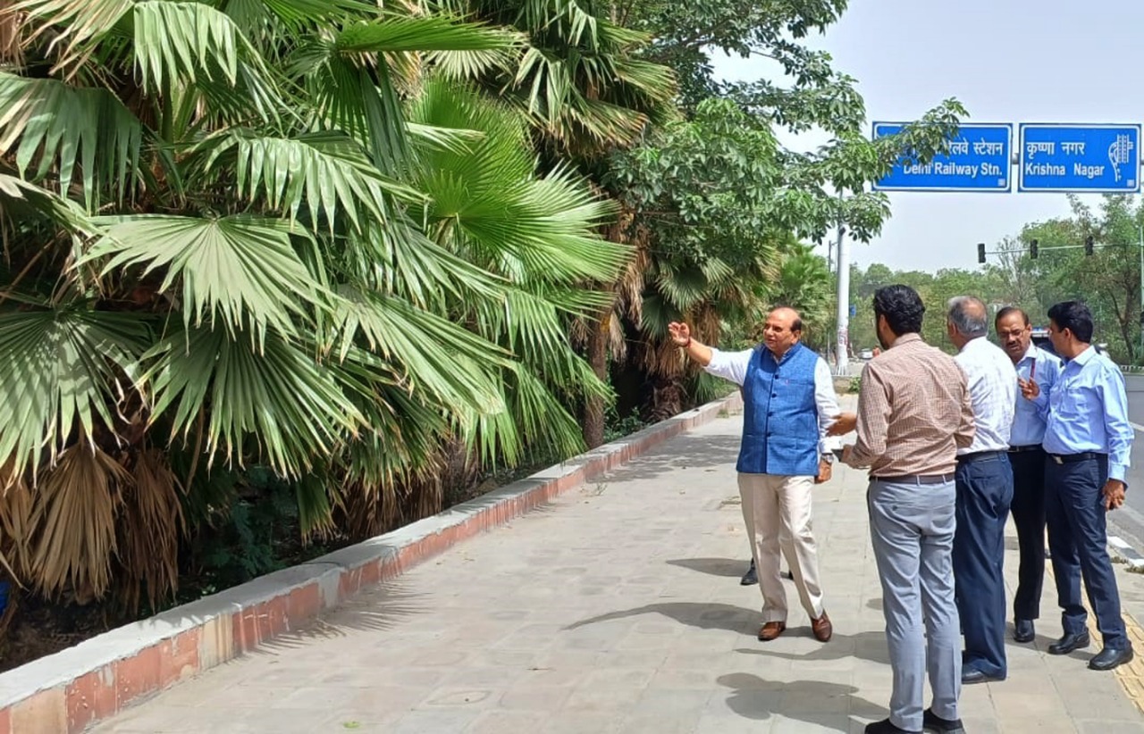 Hon’ble Lt. Governor took stock of the tree pruning, footpath repair, cleanliness and traffic flow at BSZ Marg, Hanuman…