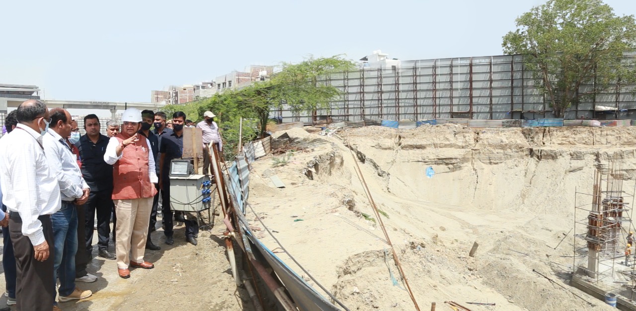 Hon'ble Lt. Governor visited the construction site of the Karkardooma TOD Project on.