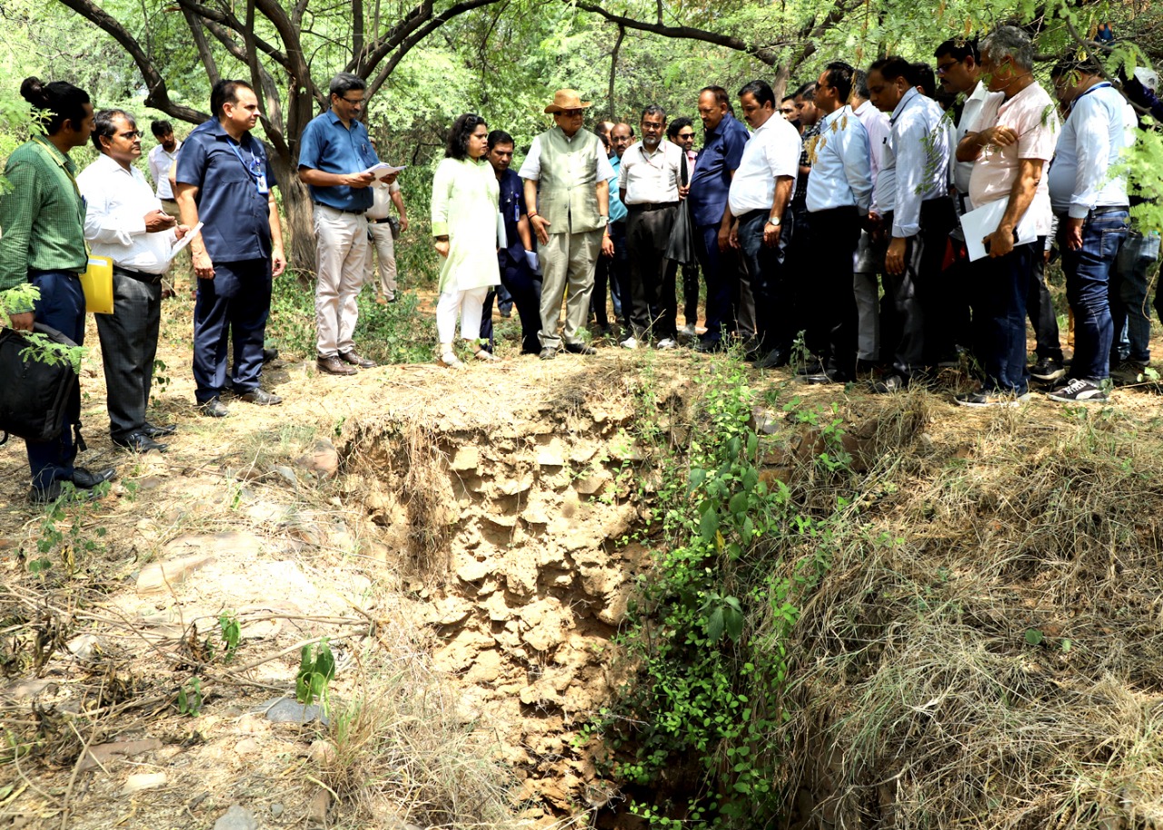 Hon'ble Lt. Governor visited the 11th century Anang Tal Baoli (pond) in Sanjay Van.