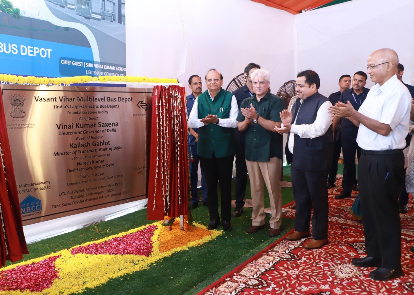Hon’ble Lt. Governor laid the foundation stone of India's largest Multi-Storey Electric Bus Depot at Vasant Vihar…